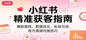 小红书精准获客指南：爆款查找、数据优化、私信引流、官方渠道对接技巧-沧海聊项目