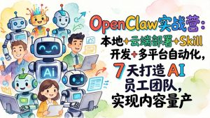 OpenClaw实战营：本地+云端部署+Skill开发+多平台自动化，7 天打造 AI 员工团队，实现内容量产-沧海聊项目