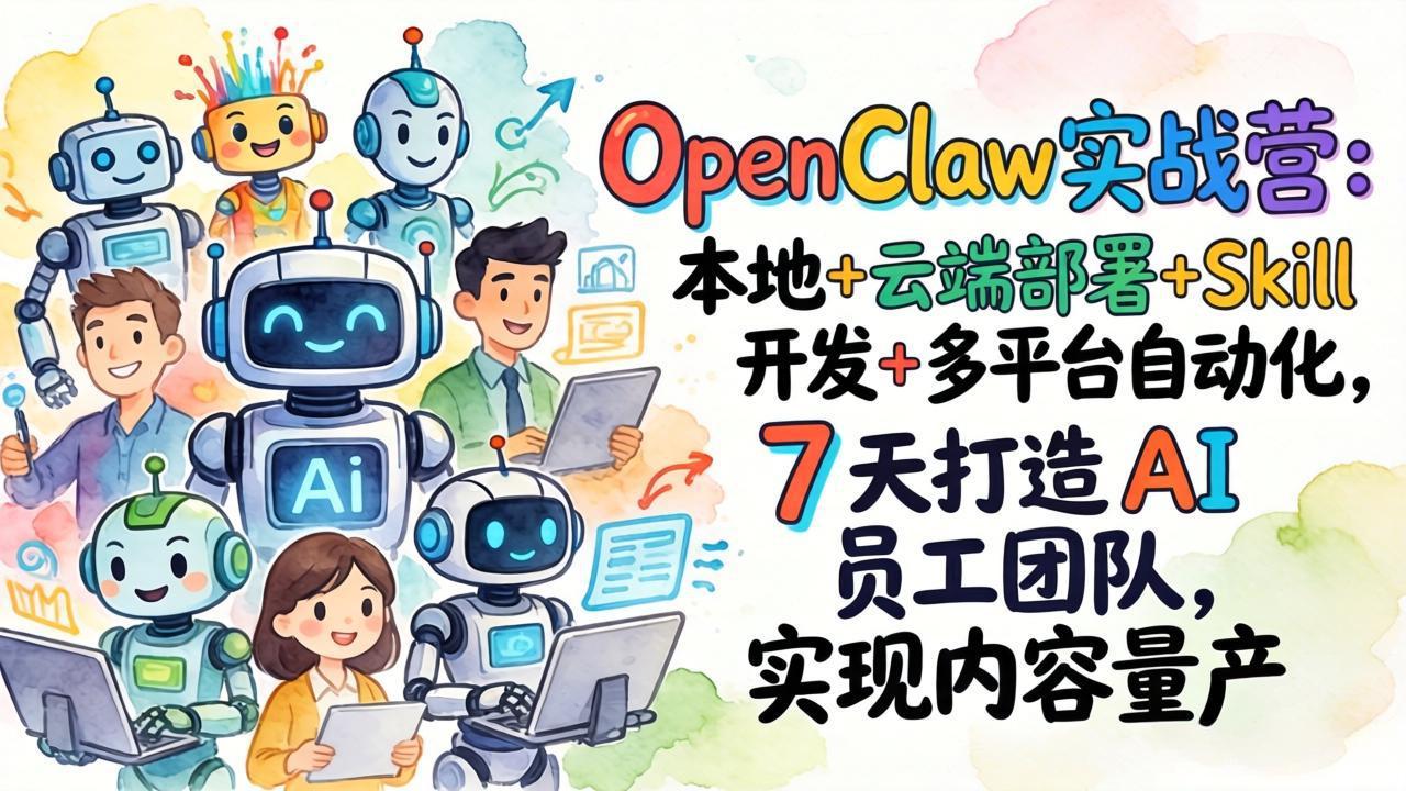 OpenClaw实战营：本地+云端部署+Skill开发+多平台自动化，7 天打造 AI 员工团队，实现内容量产-沧海聊项目