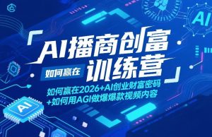 AI播商创富训练营，如何赢在2026+AI创业财富密码+如何用AGI做爆款视频内容-沧海聊项目