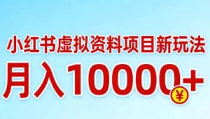 小红书虚拟资料项目最新玩法，月入10000＋-沧海聊项目