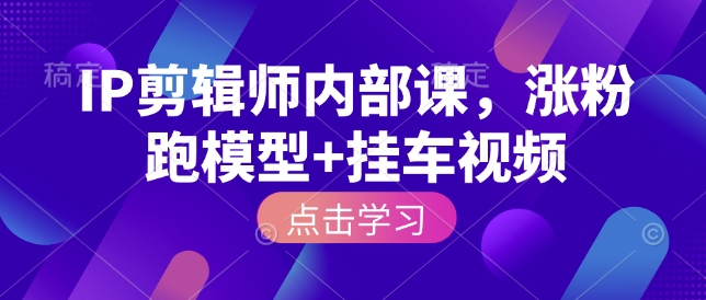 IP剪辑师内部课，涨粉跑模型+挂车视频(更新)-沧海聊项目