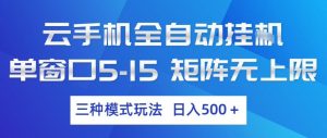 云手机全自动挂G，单窗口5-15，矩阵无上限，三种模式玩法，日入5张+【揭秘】-沧海聊项目