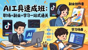 AI工具速成班：职场+副业+学习一站式通关，20+爆款类型+剪映技巧+抖音算法，0基础快速上手-沧海聊项目