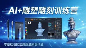 AI+雕塑雕刻训练营：从AI创作、大模型训练到3D雕刻 + 渲染，零基础也能出高质量原创作品-沧海聊项目