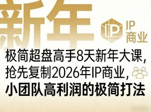 极简超盘高手8天新年大课(26年3月4-13日)，抢先复制2026年IP商业，小团队高利润的极简打法-沧海聊项目