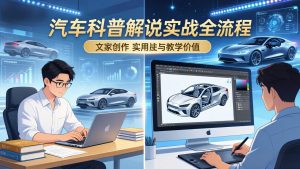抖音汽车科普解说实战：文案+动画+画面处理+去水印全流程，打造专业汽车科普视频-沧海聊项目