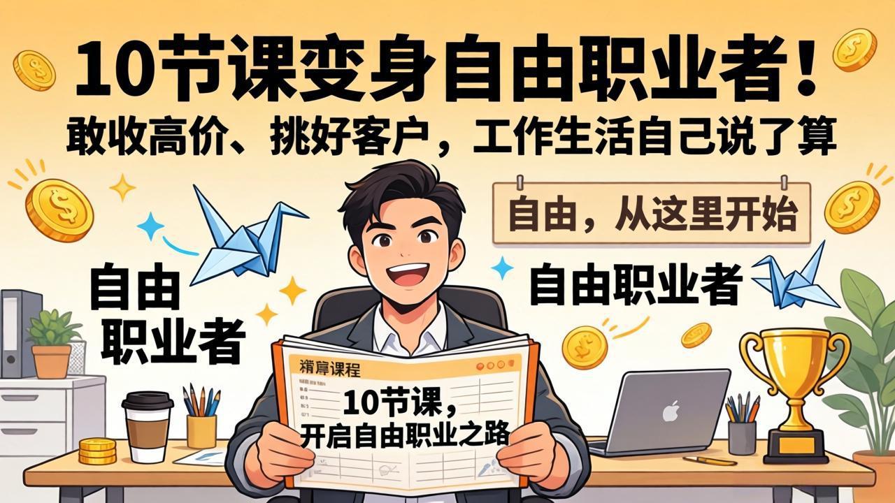 10 节课变身自由职业者！敢收高价、挑好客户，工作生活自己说了算-沧海聊项目
