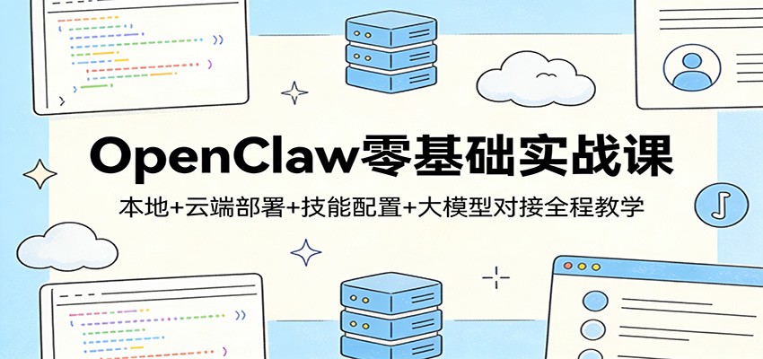 OpenClaw零基础实战课：本地+云端部署+技能配置+大模型对接全程教学-沧海聊项目