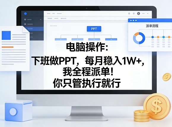 电脑操作：下班做PPT，每月稳入1W+，我全程派单！你只管执行就行【揭秘】-沧海聊项目