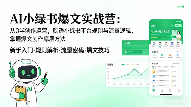 AI 小绿书爆文实战营：从0学创作运营，吃透小绿书平台规则与流量逻辑，掌握爆文创作底层方法-沧海聊项目