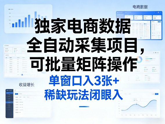 独家电商数据全自动采集项目，可批量矩阵操作，单窗口日入3张+，稀缺玩法闭眼入【揭秘】-沧海聊项目