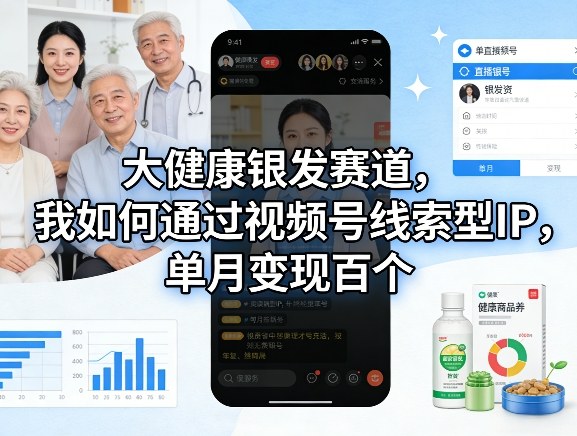 大健康银发赛道，我如何通过视频号线索型IP，单月变现百个-沧海聊项目