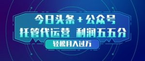 今日头条+公众号双重代运营模式，每天花费十分钟发布，单日稳定变现3张+【揭秘】-沧海聊项目