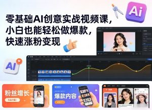零基础AI创意实战视频课，小白也能轻松做爆款，快速涨粉变现-沧海聊项目