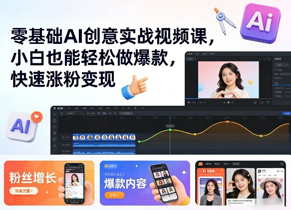 零基础AI创意实战视频课，小白也能轻松做爆款，快速涨粉变现-沧海聊项目