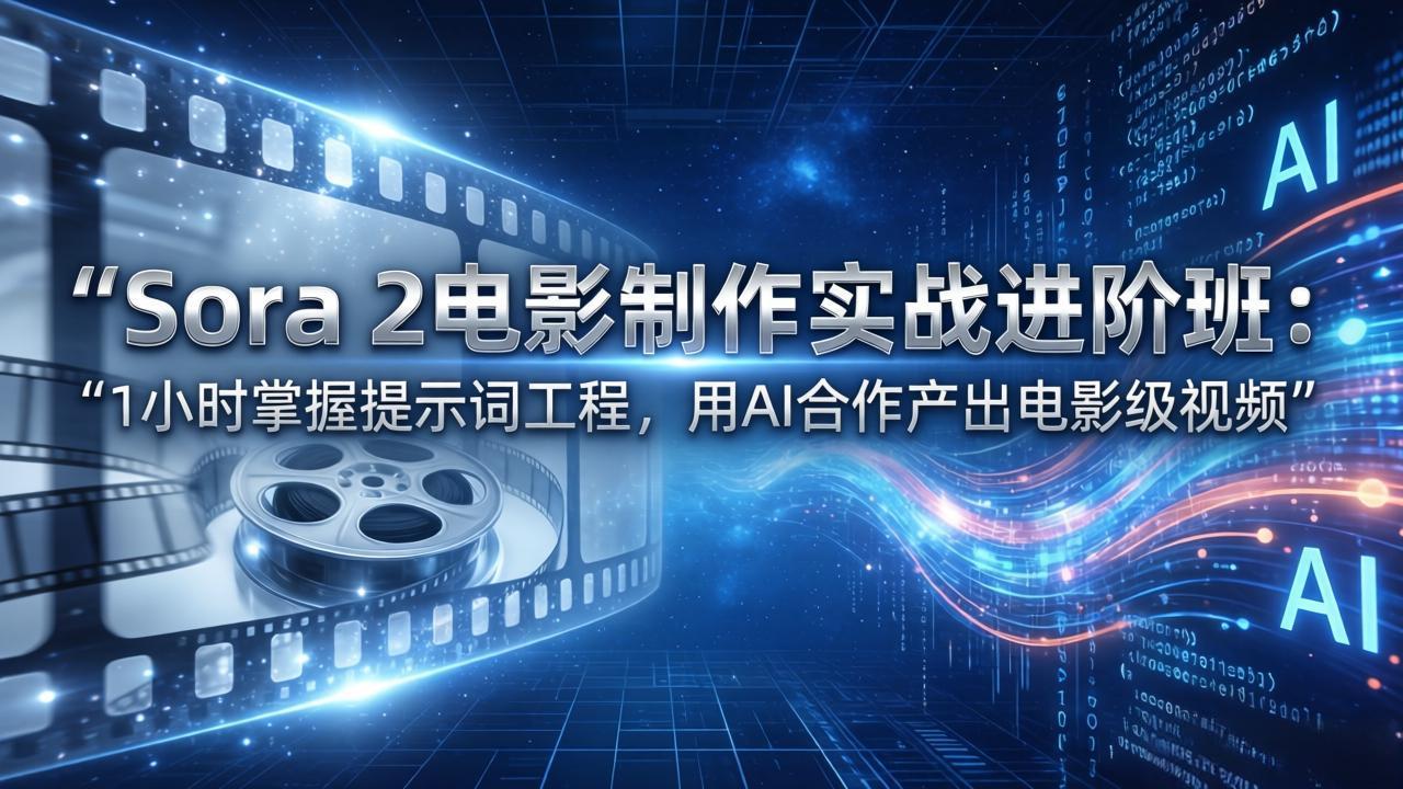Sora 2电影制作实战进阶班：1小时掌握提示词工程，用AI合作产出电影级视频-沧海聊项目