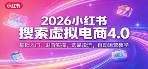 2026小红书搜索虚拟电商4.0：基础入门、进阶实操，选品投流，自动运营教学-沧海聊项目