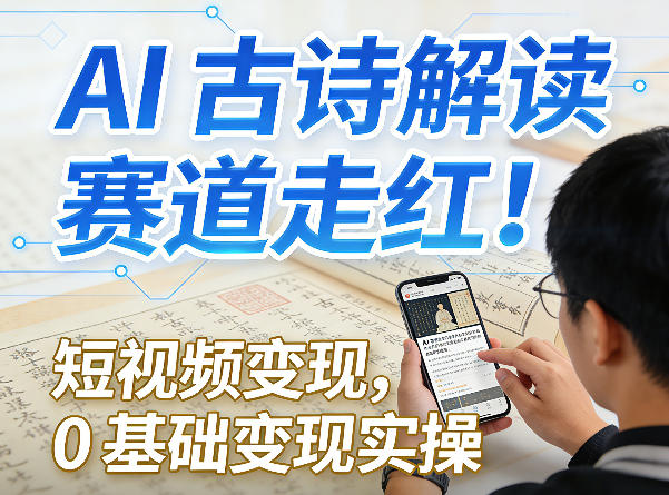 AI古诗解读赛道走红！短视频变现，0基础变现实操-沧海聊项目