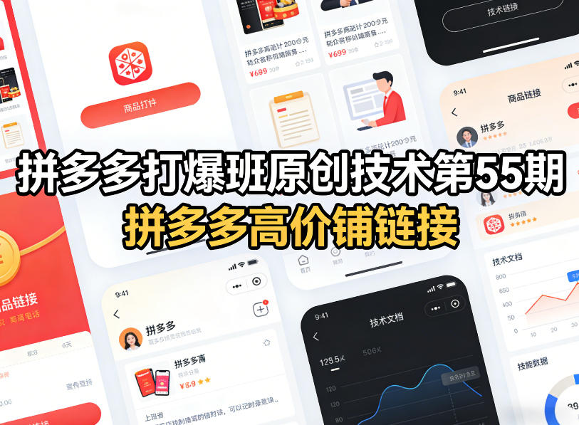 拼多多打爆班原创技术第55期，拼多多高价铺链接-沧海聊项目
