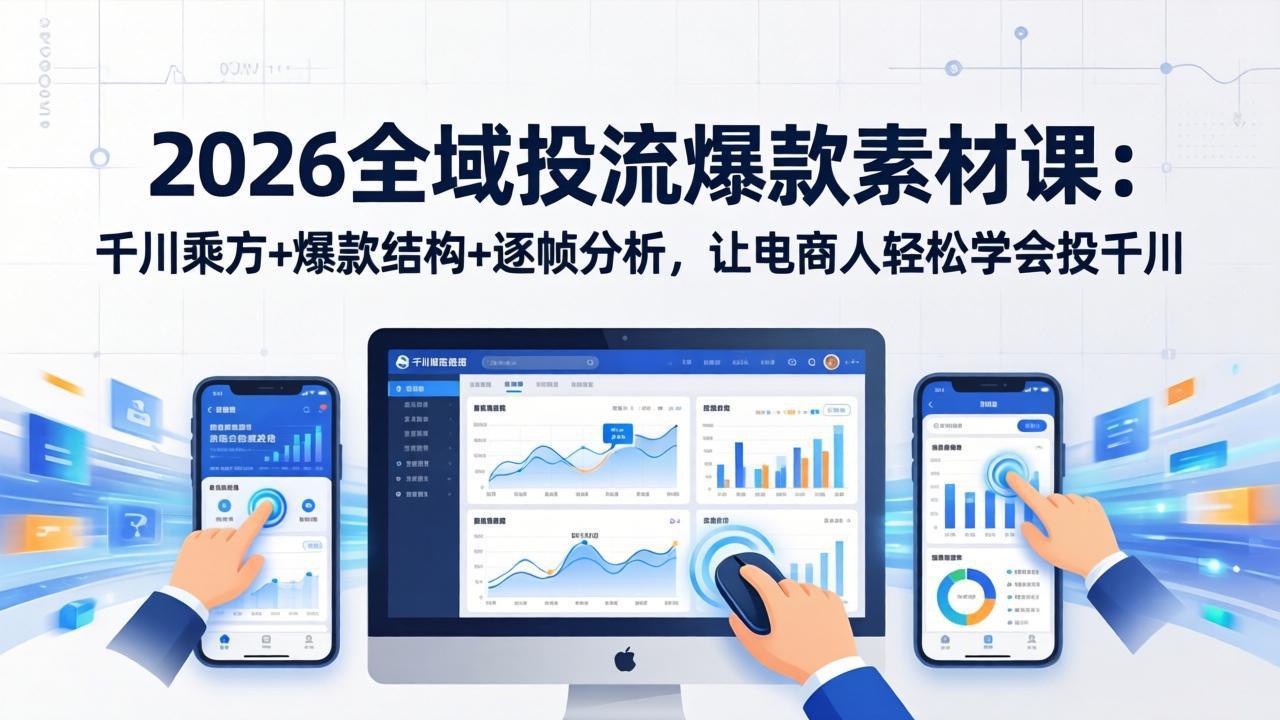 2026全域投流爆款素材课：千川乘方+爆款结构+逐帧分析，让电商人轻松学会投千川-沧海聊项目