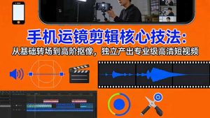 手机运镜 剪辑核心技法：从基础转场到高阶抠像，独立产出专业级高清短视频-沧海聊项目