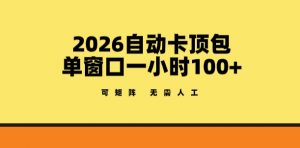 2026自动卡顶包玩法，单窗口一小时100+，可矩阵操作，无需人工【揭秘】-沧海聊项目