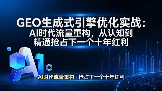 GEO 生成式引擎优化实战：AI时代流量重构，从认知到精通抢占下一个十年红利-沧海聊项目