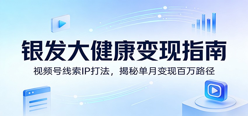 银发大健康变现指南：视频号线索IP打法，揭秘单月变现百万路径-沧海聊项目