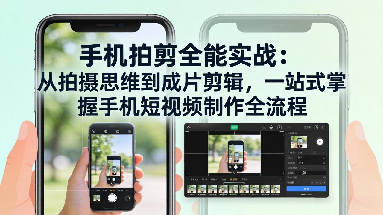 手机拍剪全能实战：从拍摄思维到成片剪辑，一站式掌握手机短视频制作全流程-沧海聊项目