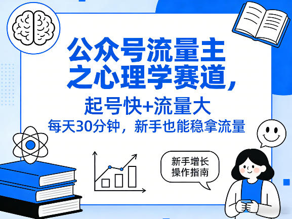 公众号流量主之心理学赛道，起号快+流量大，每天30分钟，新手也能稳拿流量！-沧海聊项目