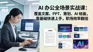 AI 办公全场景实战课：覆盖文案、PPT、策划、AI 绘画，零基础快速上手，职场效率翻倍-沧海聊项目
