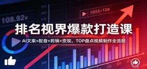 排名视界爆款打造课：AI文案+配音+剪辑+变现，TOP盘点视频制作全流程-沧海聊项目