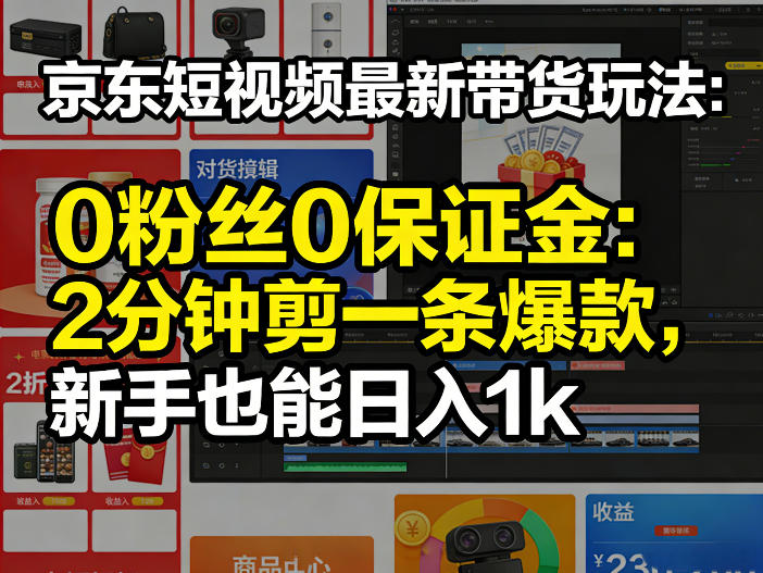 京东短视频最新带货玩法，0粉丝0保证金，2分钟剪一条爆款，新手也能日入1k+【揭秘】-沧海聊项目