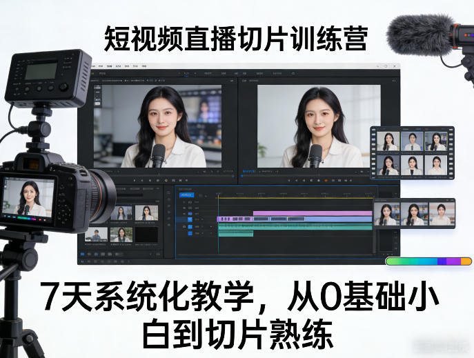短视频直播切片训练营，7天系统化教学，从0基础小白到切片熟练-沧海聊项目