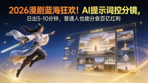 2026漫剧红利实锤！ AI 提示词控分镜， 普通人也能轻松月入过万-沧海聊项目