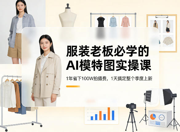 服装老板必学的AI模特图实操课，1年省下100W拍摄费，1天搞定整个季度上新-沧海聊项目