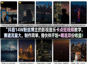 抖音14W粉丝博主的影视音乐卡点短视频教学，赛道流量大，制作简单，撸伙伴计划+精选双份收益！-沧海聊项目