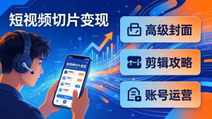 短视频切片变现速成班2.0：高级封面+剪辑攻略+账号运营，0基础小白快速入局副业-沧海聊项目