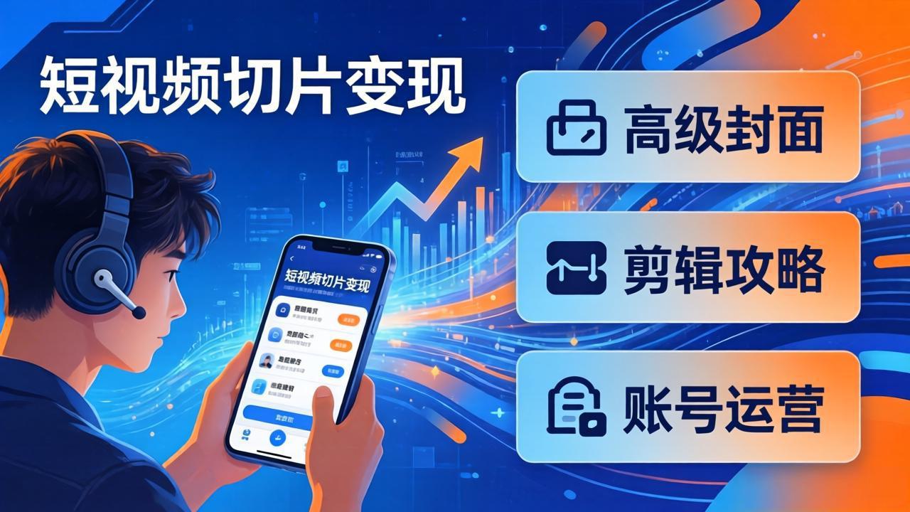短视频切片变现速成班2.0：高级封面+剪辑攻略+账号运营，0基础小白快速入局副业-沧海聊项目