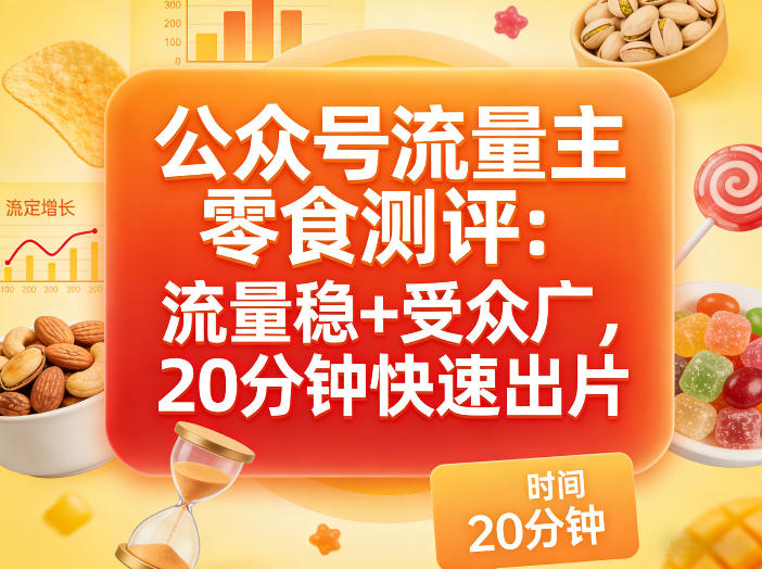 公众号流量主之零食测评赛道，流量稳+受众广，20分钟一条作品-沧海聊项目