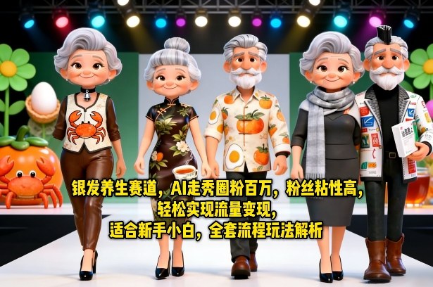 银发养生赛道，AI走秀圈粉百万，粉丝粘性高，轻松实现流量变现，适合新手小白，全套流程玩法解析-沧海聊项目