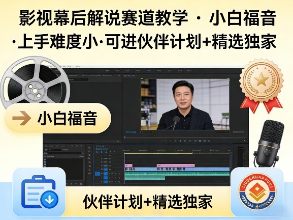 某大佬的影视幕后解说赛道教学，小白福音，上手难度小，可进伙伴计划+精选独家-沧海聊项目