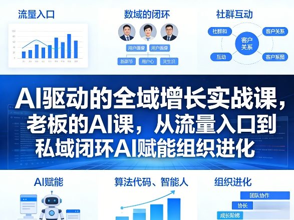 AI驱动的全域增长实战课，老板的AI课，从流量入口到私域闭环AI赋能组织进化(26年3月12-14日)-沧海聊项目