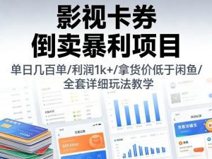 影视卡券倒卖暴利项目，单日几百单，利润1k+，拿货价低于闲鱼，全套详细玩法教学【揭秘】-沧海聊项目