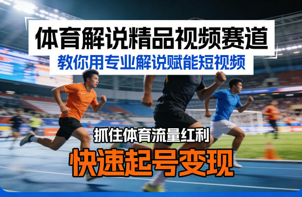 体育解说精品视频赛道，教你用专业解说赋能短视频，抓住体育流量红利，快速起号变现-沧海聊项目