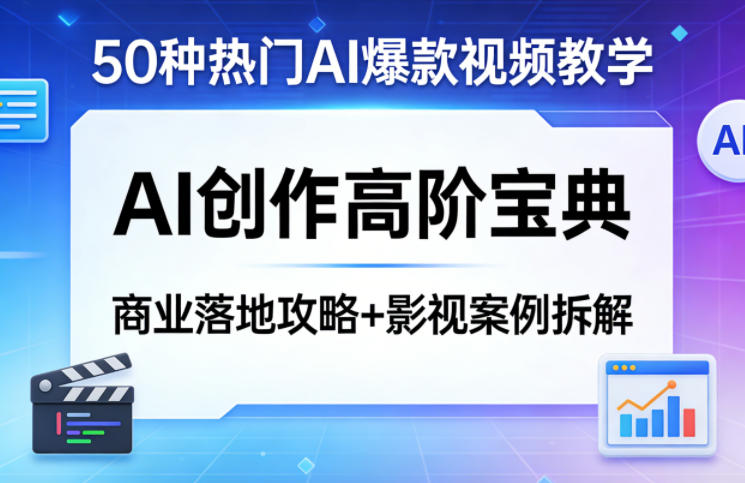 50种热门AI爆款视频教学，AI创作高阶宝典，商业落地攻略+影视案例拆解-沧海聊项目