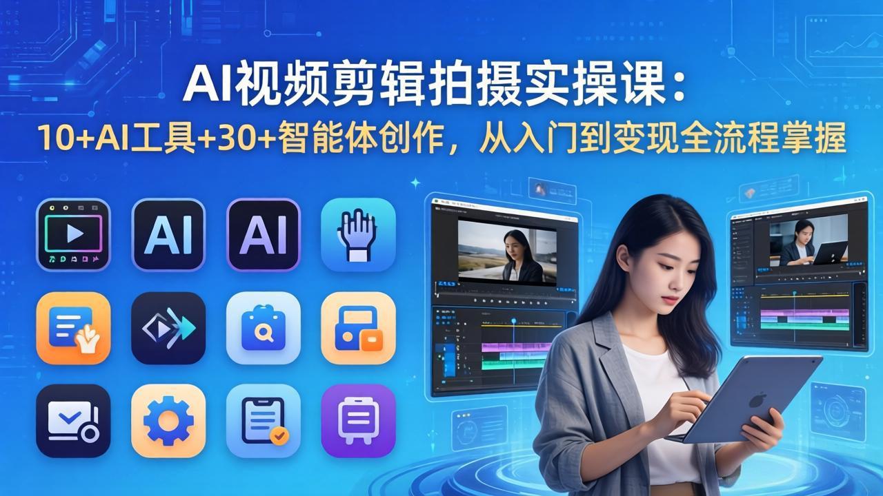 AI 视频剪辑拍摄实操课：10+AI工具+30+智能体创作，从入门到变现全流程掌握-沧海聊项目