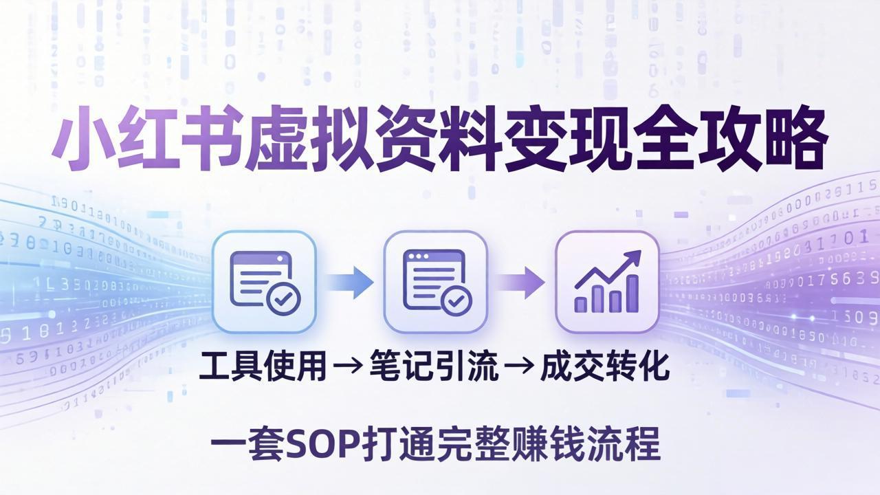 小红书虚拟资料变现全攻略：从工具使用到笔记引流成交，一套 SOP 打通完整赚钱流程-沧海聊项目
