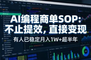 AI编程商单SOP，AI编程不能只给工作提效，还要直接变现，有人已经稳定月入1W+半年了-沧海聊项目